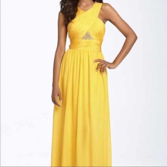 Yellow Aidan Mattox Chiffon Gown, size 10 - Picture 1 of 7